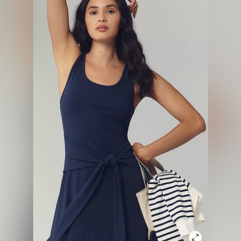 LSPACE x Anthropologie Blue Tie-Waist Maxi Dress XS 100% Cotton Sleeveless NWT - Picture 3 of 7